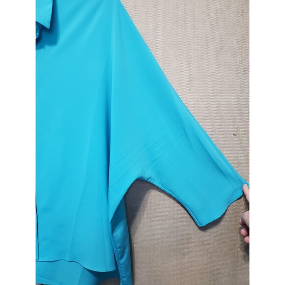 Chico's Blue Dolman Sleeve High-Low Hem Button-Up Tunic Size 3 (XL) - Picture 2 of 6
